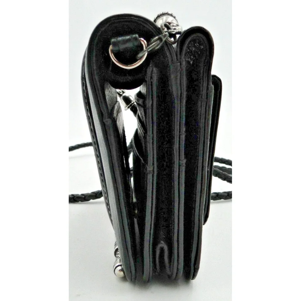 Brighton Black‎ Leather And Croc Wallet Crossbody Belt Purse